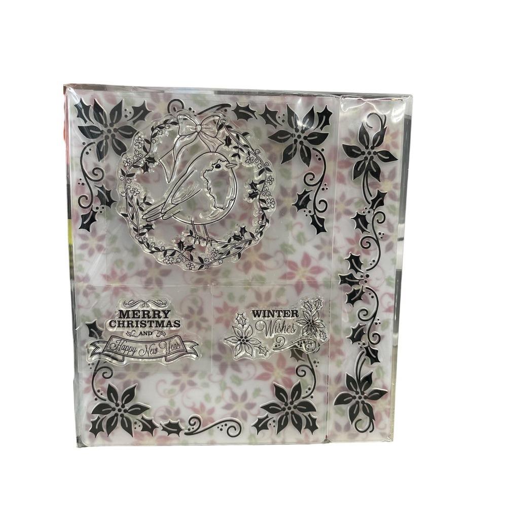 Clear Christmas‎ Stamp Set With Bird Merry Christmas & Winter Wishes